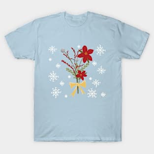 Winter Christmas Holidays Flower Bouquet T-Shirt